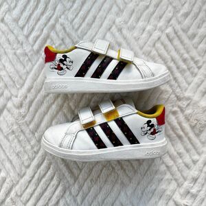 Adidas x Disney Mickey Mouse Kids Sneakers White Velcro Shoes US 10 Toddler